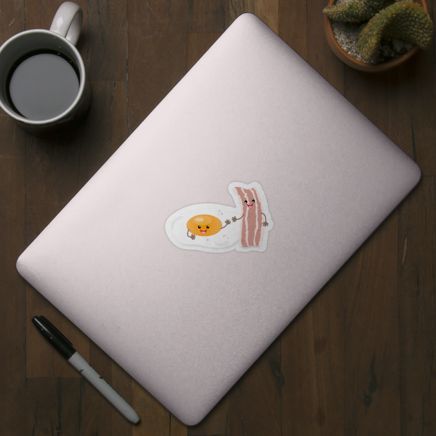 Cute kawaii egg and bacon cartoon illustration by FrogFactory